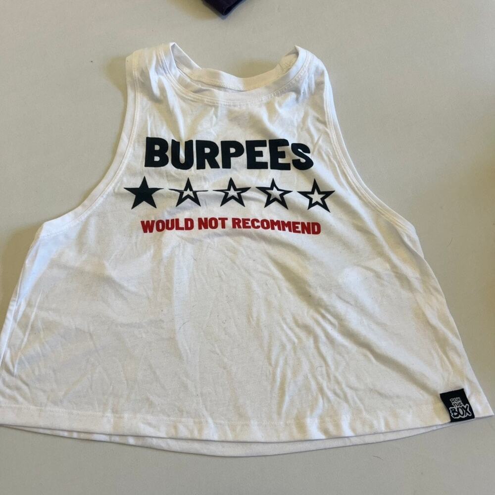 Rok the Box | "Burpees Would Not Recommend" Crop Workout Tank — Medium
